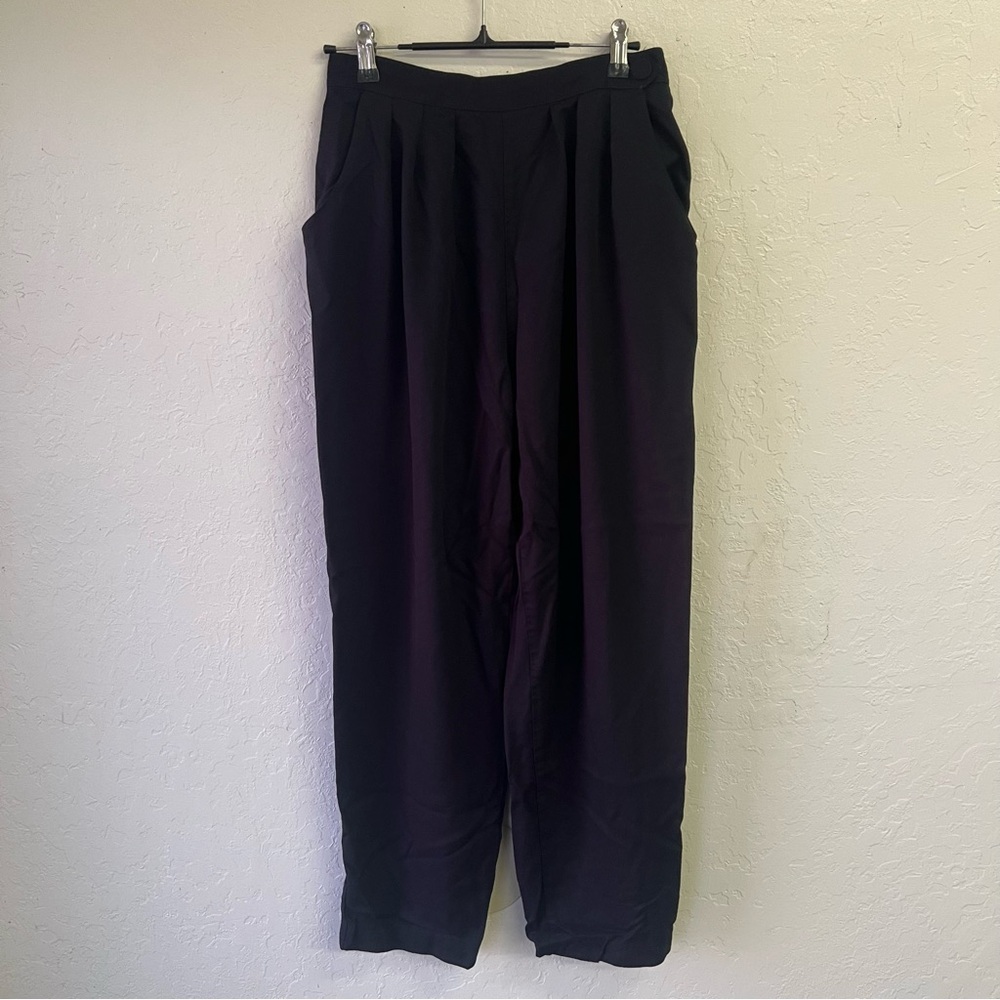 Vintage 80s Rayon HiRise Side Button Pleat Taper Leg Pant Sz25” Tags Missing EVC